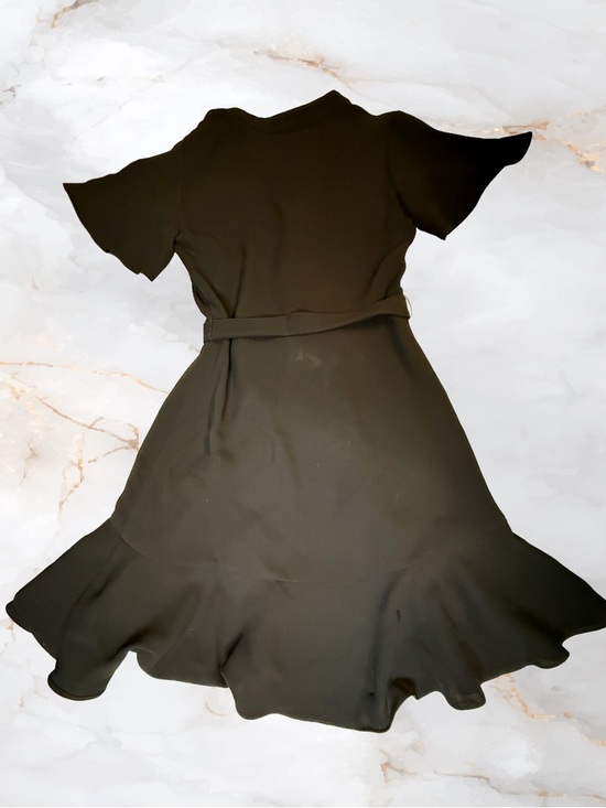 Shoshanna Abelia Crepe Dress Black Tie-Waist Flutter Sleeve Dress - Picture 2 of 6